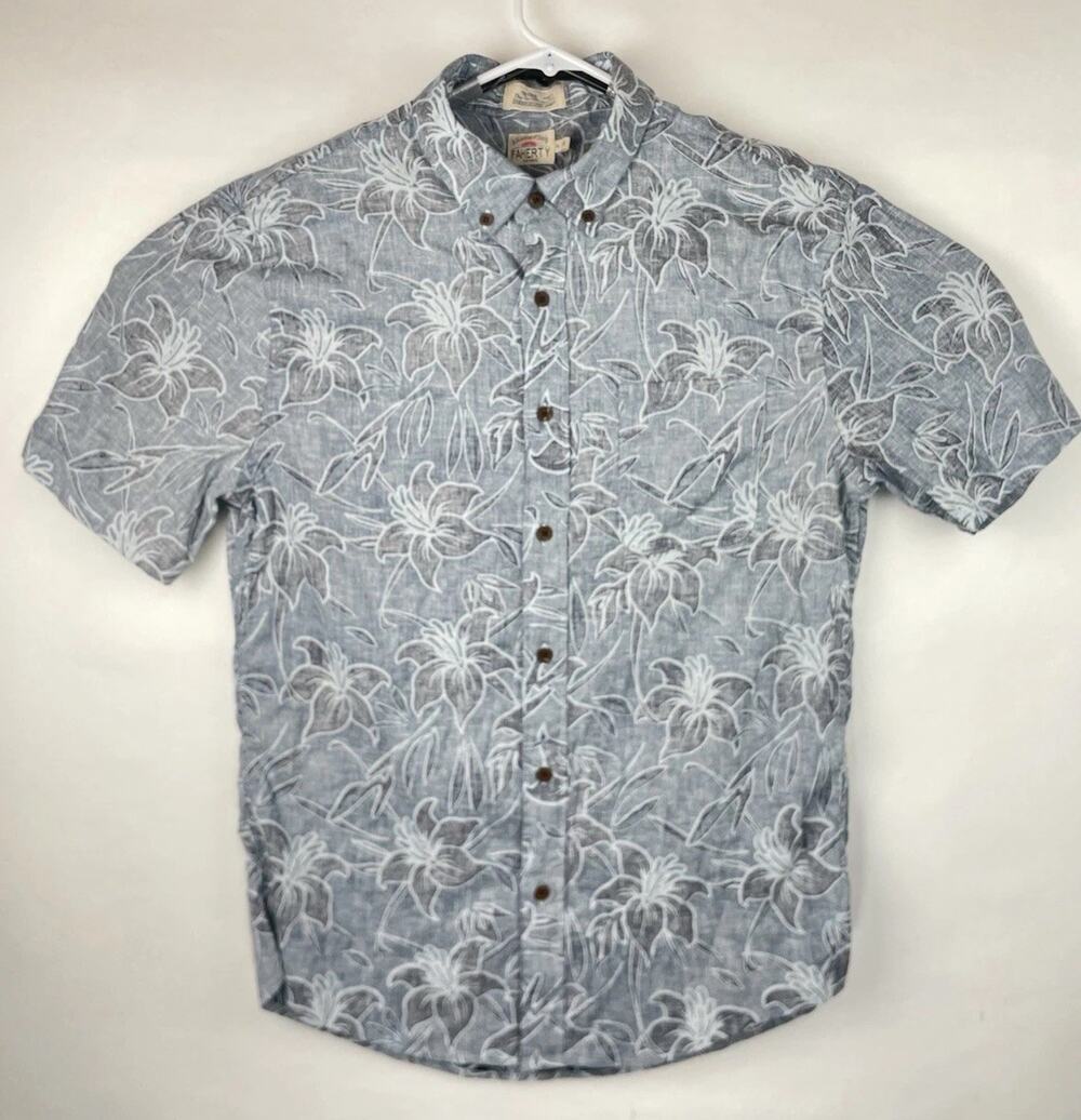 Faherty The Breeze AOP Floral Tropical Linen Blend Button Down Short Sleeve Sz M